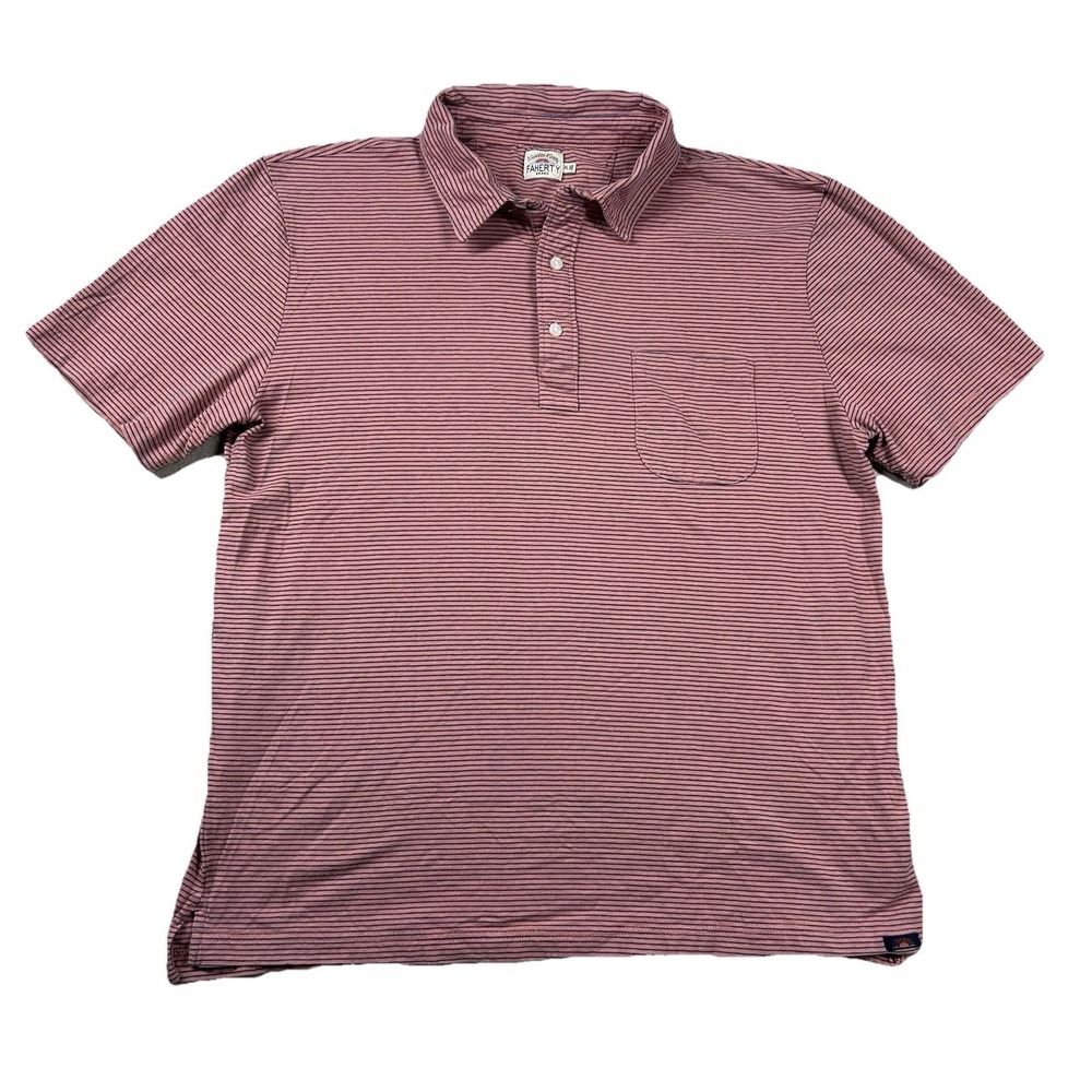 Faherty Shirt Mens XL Golf Polo Pocket Striped Preppy Comfort Soft Cotton